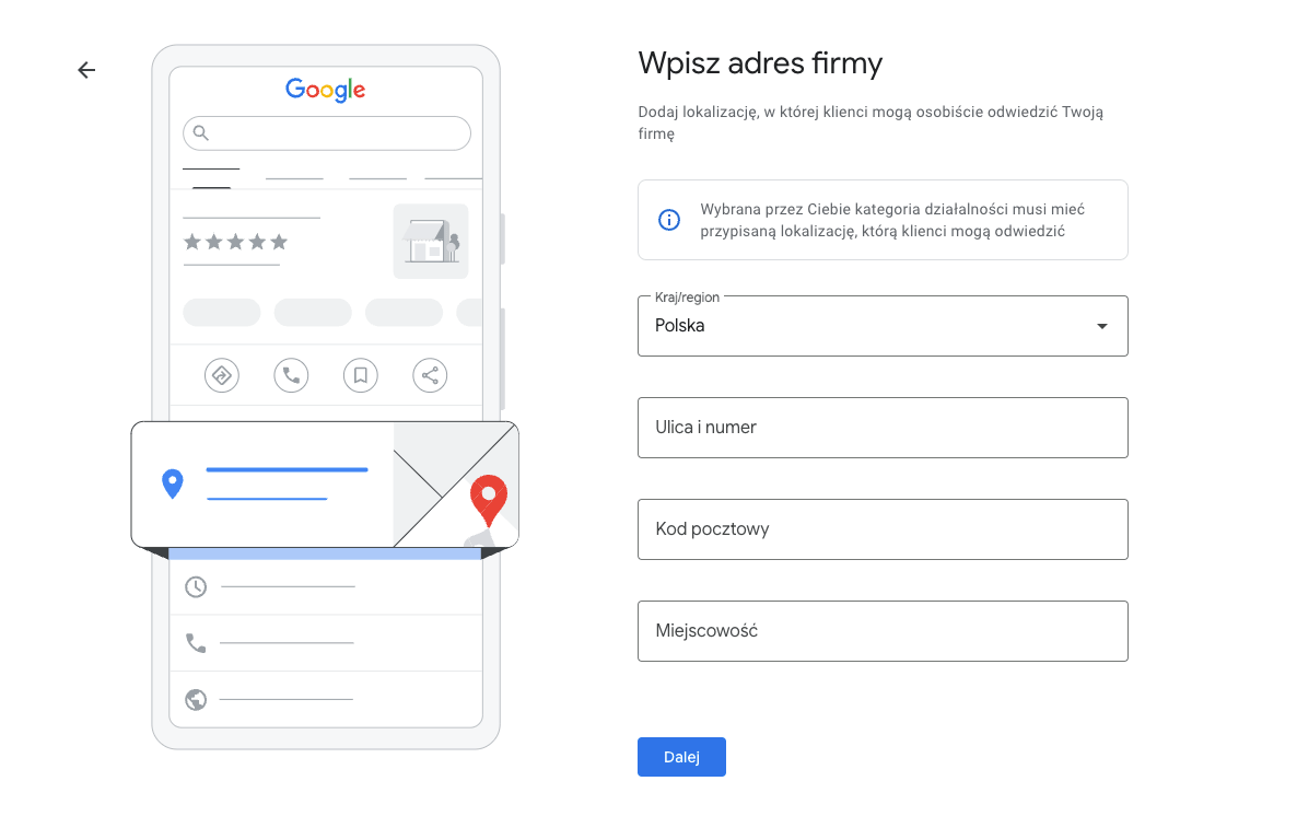 Wizytówka firmy w Google Maps