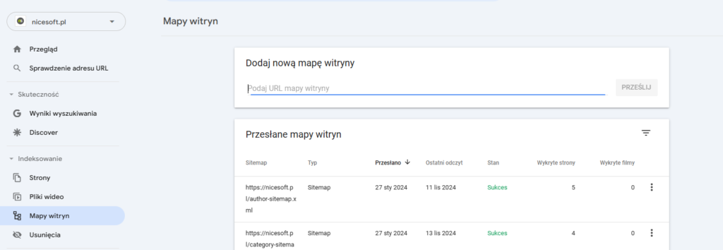 Mapa witryny w Google Search Console